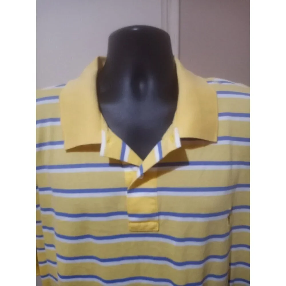 Polo Ralph Lauren Shirt Mens 3XB Big Striped Blue Yellow White 100% Pima Cotton